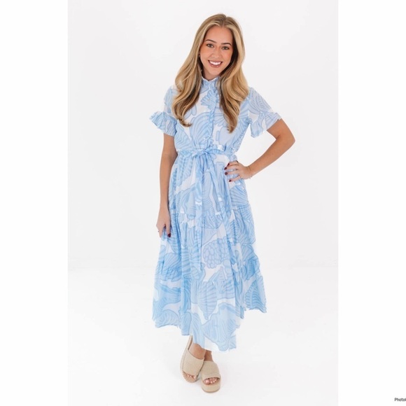 J.Marie Dresses & Skirts - J.Marie The Charlotte Delaney Button Up Midi Dress Blue Size XS NWT